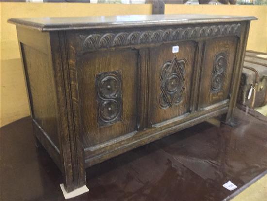 17th century style carved oak panelled coffer